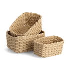 Set 3 cosuri pentru depozitare si organizare, din hartie, Mesh Natural, L24xl18xH13 / L21xl15xH11 / L18xl12xH9 cm