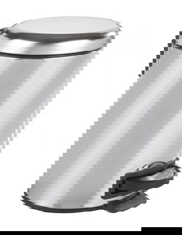 Cos de gunoi cu pedala, Wenko, Leman, 17 x 22.5 x 25 cm, 3 L, inox, gri