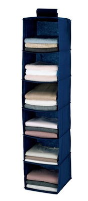 Organizator textil cu 6 compartimente, Wenko, Air, 30 x 30 x 122 cm, polipropilena, albastru
