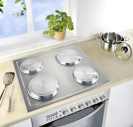 Set 4 placi pentru aragaz electric, Wenko, 20 x 20 x 2 cm, inox, gri