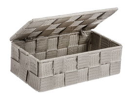 Cutie depozitare cu capac, Wenko, Adria Mini, 18 x 10 x 6.5 cm, polipropilena, grej