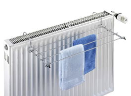 Uscator rufe cu suspendare pe calorifer, Wenko, Chrome, 57 x 23 x 7.5 cm, 2 m capacitate de uscare, metal, gri