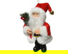 Decoratiune Santa green branch, Decoris, 8x4x13 cm, poliester, multicolor