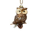 Glob Owl w branch, Decoris, 8.5x10 cm, sticla, maro