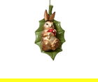 Glob Rabbit w mushroom on leave, Decoris, 7x4.5x11 cm, sticla, multicolor