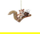 Glob Squirrel on acorn branch, Decoris, 5x11x9 cm, sticla, maro/auriu