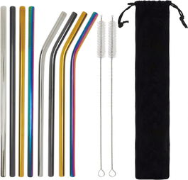 Set de 8 paie de baut si 2 perii de curatare Generico, sticla, multicolor, 21,5 cm