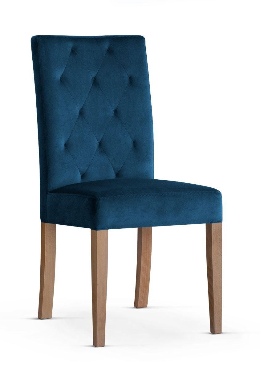 Scaun tapitat cu stofa si picioare din lemn, Orlando Bleumarin / Stejar, l46xA65xH102 cm