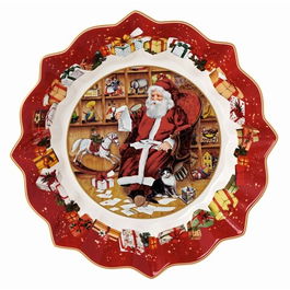Bol pentru servire, Villeroy & Boch, Toy's Fantasy Santa Wish Lists, 25 cm, portelan premium, pictat manual
