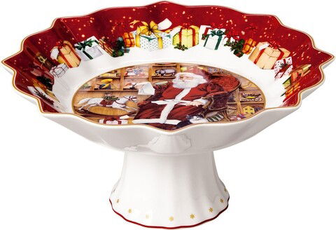 Bol cu picior, Villeroy & Boch, Toy`s Fantasy Santa Wish List, 24 cm, portelan premium, pictat manual