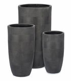 Set 3 ghivece din Fiberclay, Rigo Round High Antracit, Ø37xH70 / Ø30xH58 / Ø24xH46 cm