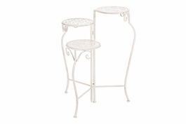 Suport pliabil pentru 3 ghivece, din metal, Emily 3S Alb Antichizat, L22xl22xH65 cm