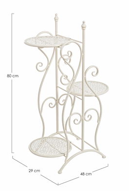 Suport pliabil pentru 3 ghivece, din metal, Giselle 3P Crem, L48xl29xH80 cm