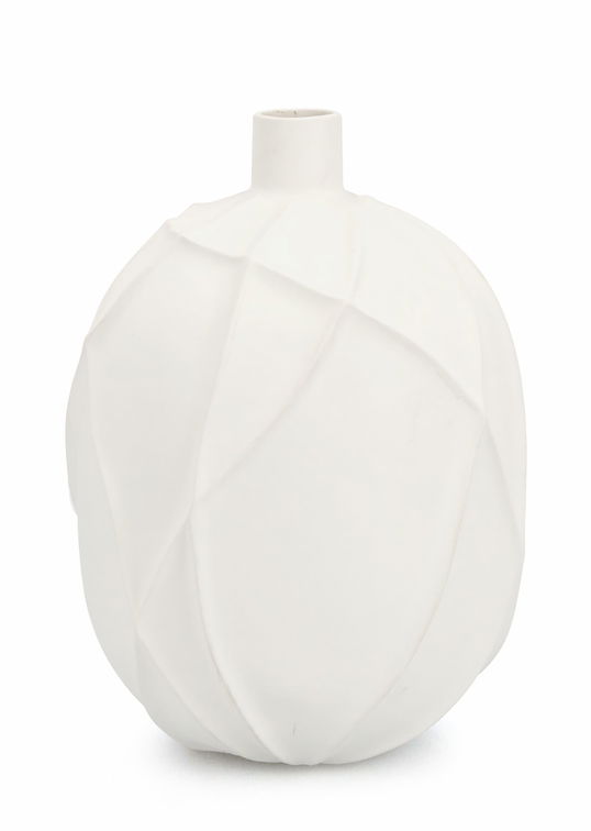 Vaza decorativa din ceramica, Ridged L Alb, Ø27,5xH38 cm