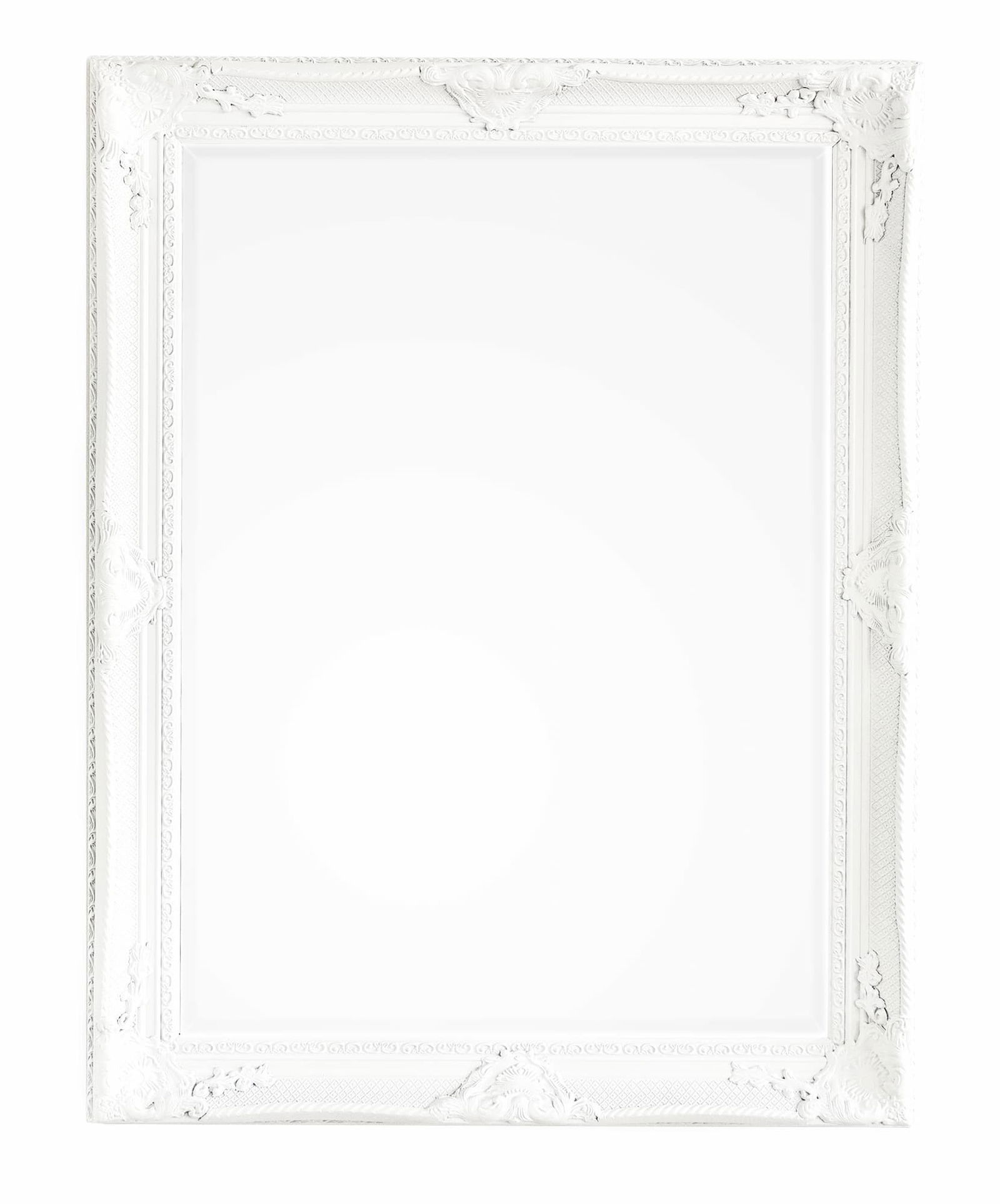 Oglinda decorativa cu rama din lemn, Miro A Rectangle Alb, l90xH120 cm
