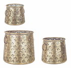 Set 3 felinare decorative din metal, Ceuta Round 2H Auriu Antichizat, Ø17,5xH15,5 cm / Ø22xH20 cm / Ø27xH24,5 cm