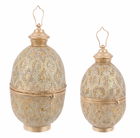 Set 2 felinare decorative din metal, Namid Oval Auriu Antichizat, Ø21,5xH41 cm / Ø26xH51 cm