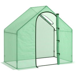 Outsunny Sera Cabina Portabila 180x100cmx168cm, Folie PE, Sera de Gradina cu Cadru de Otel, Usa cu Fermoar, Aerisire Superioara, pentru Flori, Legume, Puieti, Plante Tropicale, Verde