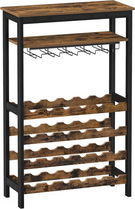 Dulap pentru sticle de vin Songmics, 24 sticle, 66 x 30 x 100 cm, MDF/bambus/otel, maro rustic