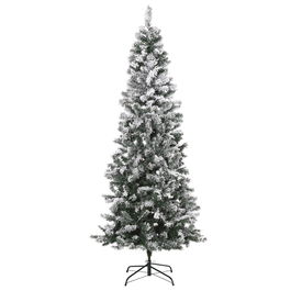 HOMCOM Brad de Craciun de 210cm Pin artificial acoperit cu plus alb cu 631 ramuri, baza pliabila detasabila