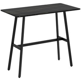 HOMCOM Masa de Bar Dreptunghiulara cu Cadru Metalic Robust, Masa de Bucatarie cu Design Contemporan cu Blat de Marmura Artificiala, Masa de Bar pentru 4, Usor de Asamblat,118 x 58 x 98cm