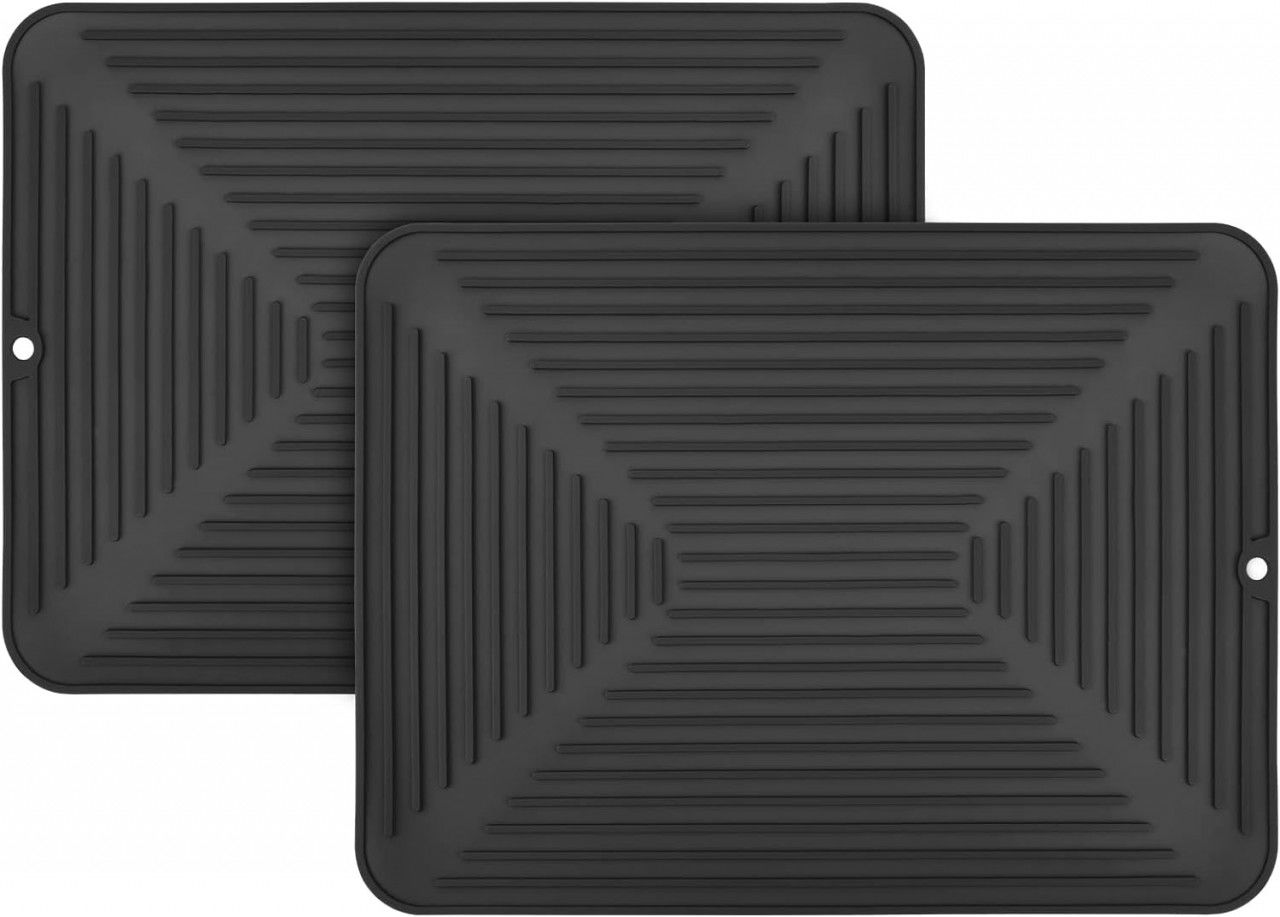 Set de 2 covorase pentru vase Hotder, silicon, negru, 39,7 x 29,8 cm