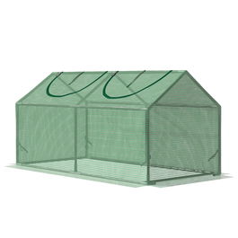 Outsunny Sera de Gradina tip Cabana cu Acoperis din PE, Sera pentru Gradina de legume cu Tarusi si Margini Extinse pentru Plante si Flori, 120x60x60cm, Verde