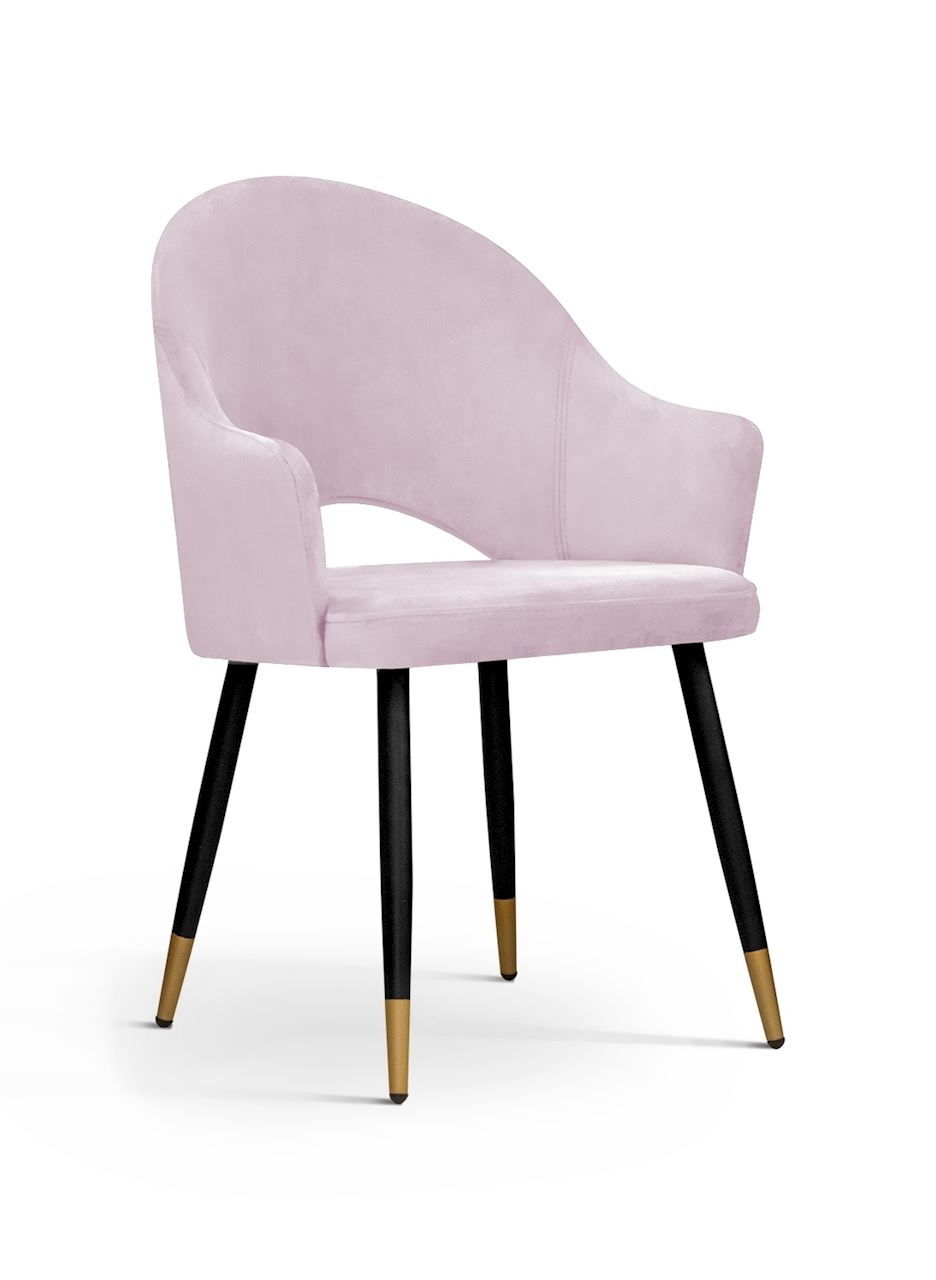 Scaun tapitat cu Bluvel 28 si picioare metalice Negru / Auriu, Goda, l56xA62xH87 cm