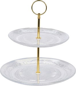 Etajera pentru prajituri Rainbow luster, Ø18/Ø23 cm, sticla