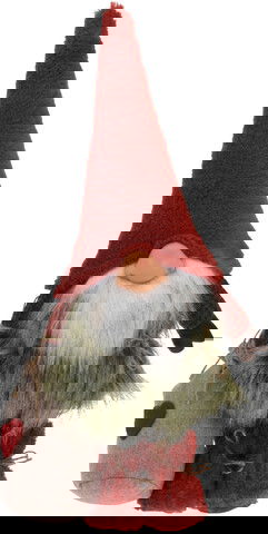 Decoratiune Gnome w red hat, 23x13x46 cm, plus, rosu