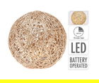 Decoratiune luminoasa Ball, 15x15x14 cm, rafie, auriu