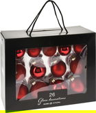 Cutie cu 26 globuri Xmas, sticla, rosu