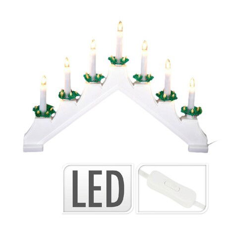 Sfesnic cu lumanari LED Candre Bridge, 7 LED-uri, alb