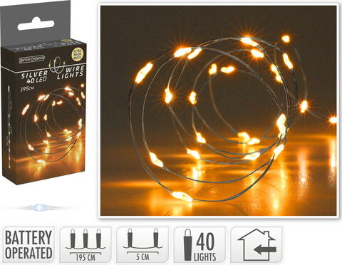 Instalatie Silverwire LED, 40 LED-uri, 195 cm, lumina calda