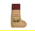 Decoratiune Stocking top plaid, 90 x 35 cm, iuta