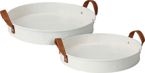 Set 2 tavi pentru servire Stars, Ø32 cm/ Ø29.5 cm, zinc, alb