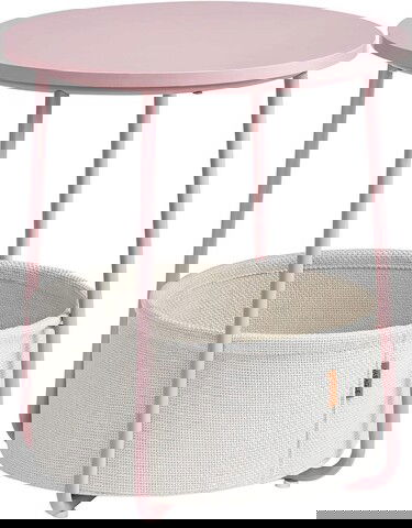 Masuta pentru cafea Vasagle, D45 x 51 cm, PAL/otel/poliester, roz/bej