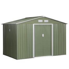 Outsunny Magazie de gradina 277 x 195 x 192cm cu usi glisante duble, 4 orificii de aerisire, din otel durabil, verde | Aosom Ro
