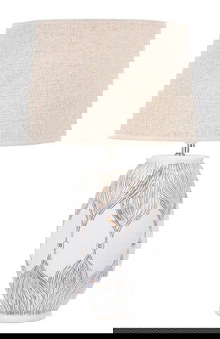 Lampa de masa, Atene, Mauro Ferretti, 1 x E27, 40W, Ø38 x 67 cm, polirasina/fier/textil, alb antic/maro