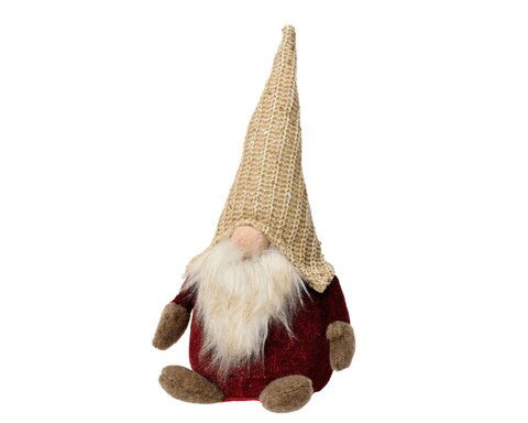 Decoratiune Boy gnome w hat beige, Decoris, 14x12x30 cm, poliester, multicolor