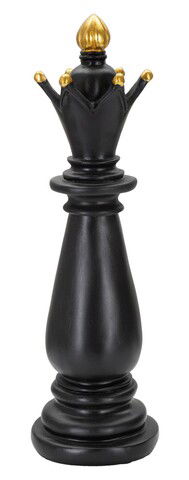 Statueta decorativa / Piesa de sah Nebun, Black Bishop, Mauro Ferretti, Ø12.5 x 38.5 cm, polirasina, negru/auriu