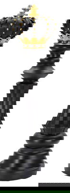 Statueta decorativa / Piesa de sah Rege, Black King, Mauro Ferretti, Ø14 x 50 cm, polirasina, auriu/negru