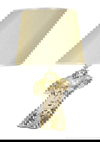 Lampa de masa, Glam Man, Mauro Ferretti, 1 x E27, 40W, 25 x 25 x 42.5 cm, ceramica/fier/textil, auriu