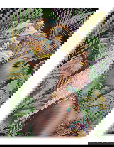 Tablou decorativ, Kenda Vertical, Mauro Ferretti, 120 x 90 cm, canvas imprimat si pictat/lemn de pin, multicolor
