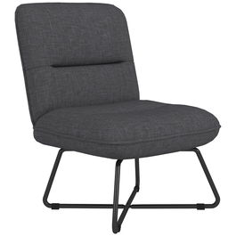 Fotoliu căptușit modern HOMCOM, fotoliu de lounge cu picioare de oțel și acoperire din material textil, 61x68x83,5 cm, de culoare gri închis