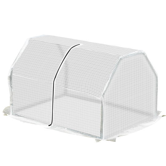 Mini Seră Outsunny pentru grădină și balcon din plastic PE și oțel cu închidere cu fermoar, 99x71x60 cm, de culoare alb transparent