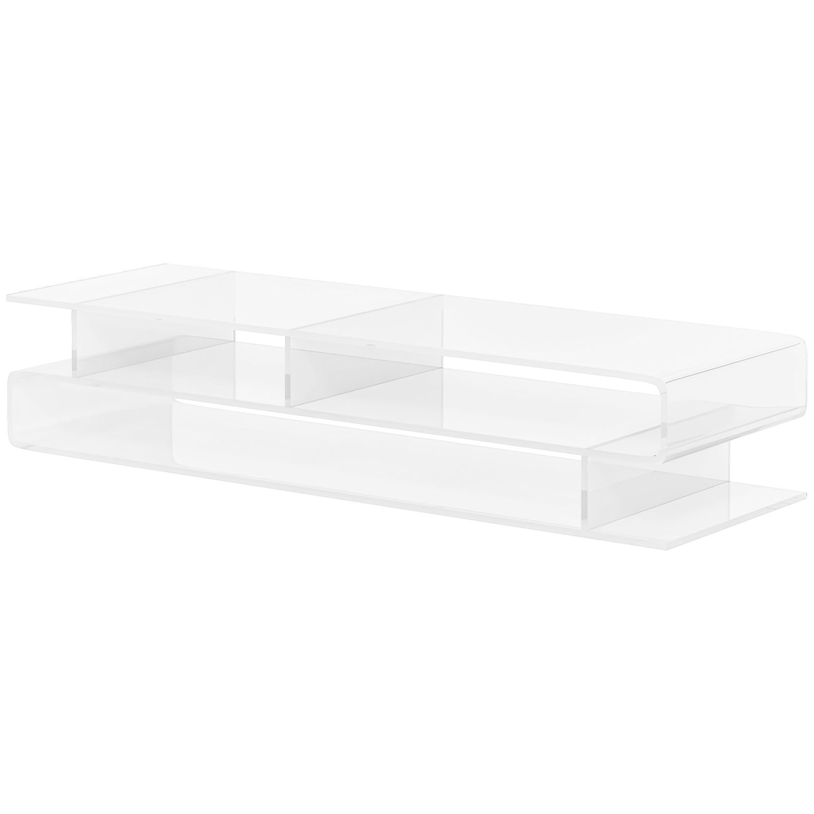 HOMCOM Suport din Acril pentru Monitor cu Depozitare Tastatura, Raft Organizator de Birou de 11,5 cm cu Depozitare pe 2 Niveluri