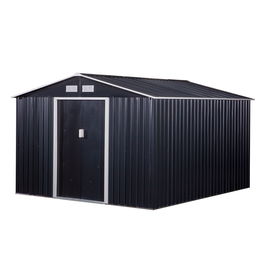 Outsunny Magazie de Depozitare de 11' x 9' din Metal pentru Unelte de Gradina cu Usi Glisante Duble, Gri Inchis