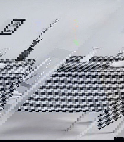 Fata de masa, DC Home, 198DCH1116, Bumbac, 160 x 160 cm, Alb negru