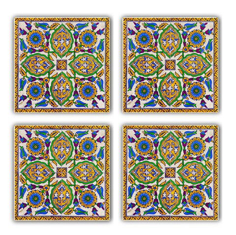 Set suporturi de pahare, Taylor, 366TYR1105, Piatra, 10 x 10 x 1 cm (4 piese), Multicolor